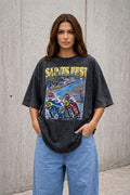 Saintfest Unisex Oversized Acid Wash T-Shirt – 240 GSM French Terry - Grey